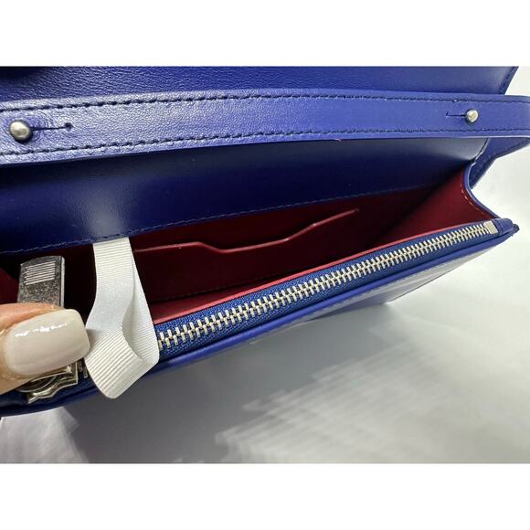 RARE Off-White Leather Jitney 0.5 Flag Bag Blue New without Tags - Picture 8 of 15